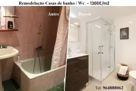 Remodelação Casas de banho / Wc por  1300€/m2