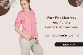 Buy Rosy Pink Maternity and Nursing Pajamas Set Sleepwear