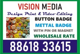 Vision Media | Button badge done at whole sale rate | Metal badge | 1874