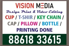 Sublimation Printing done at Vision Media | T shirts Key Chain | Bottle | 1