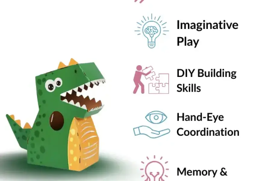 DIY Dino Cardboard Costume—Quick and Easy Dress-Up for Kids (Red & Gree