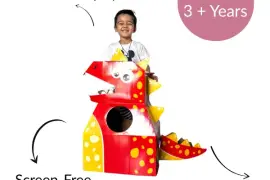 DIY Dino Cardboard Costume—Quick and Easy Dress-Up for Kids (Red & Gree