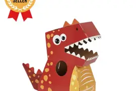 DIY Dino Cardboard Costume—Quick and Easy Dress-Up for Kids (Red & Gree