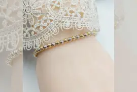 Zircon Studded Balls Bracelet Made of Pure 18K Gold 