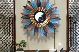 Multicolor Sunflower with Central Wall Decorative Mirror 