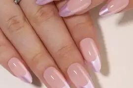 Reusable Pink French Gel Press On Gel Manicure