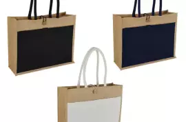 Style Jute Elegance: Stylish and Sustainable Bag with Canvas Pocket
