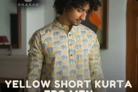 Shasak Clothing: Buy Yellow Color Short Kurta For Men